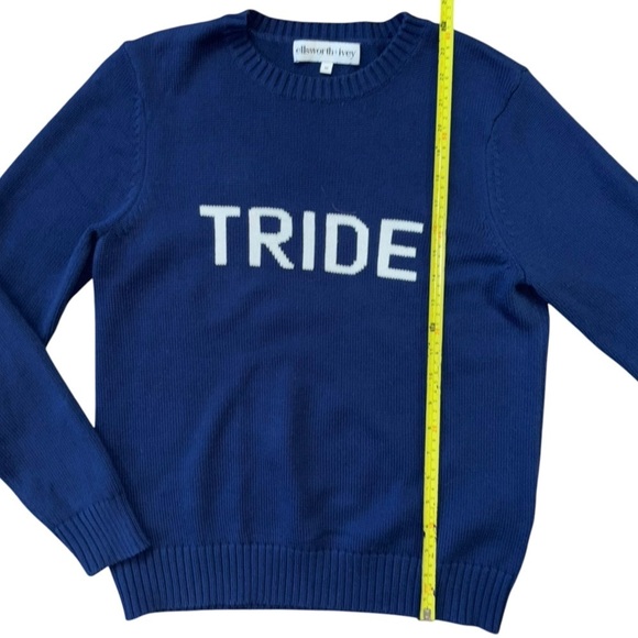 Ellsworth + Ivey Tride Navy White Knit Crewneck Sweater Womens M Preppy Luxe - Picture 11 of 11